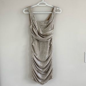 Express Gold/Champagne Ruched Bodycon Dress